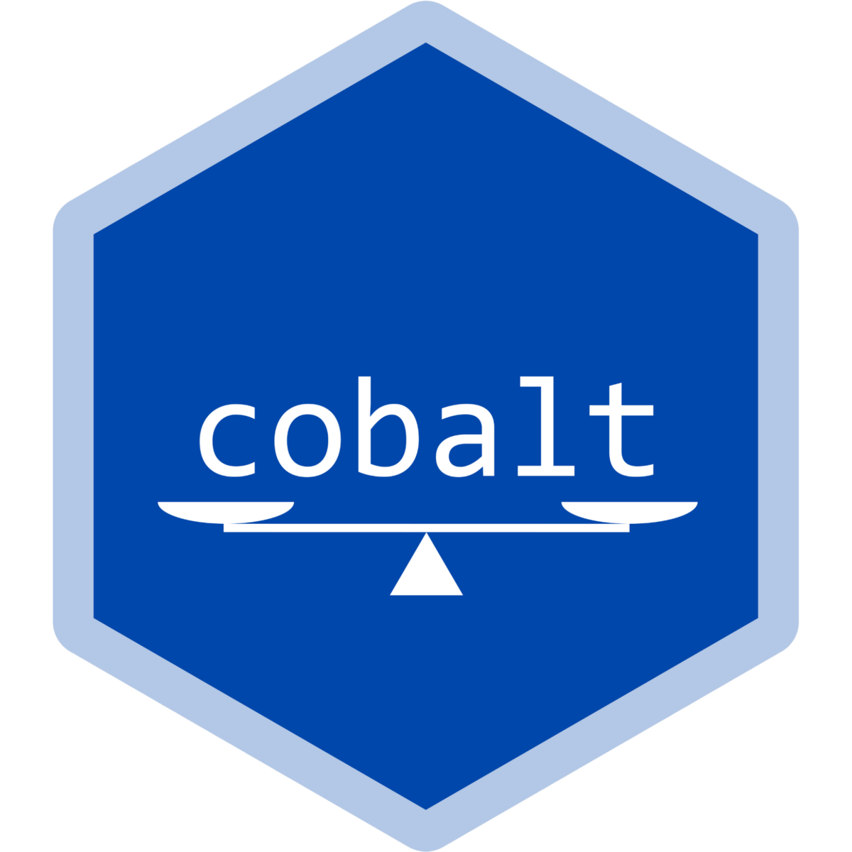 The logo for Cobalt: a blue hexagon with a simple balance scale under "cobalt".