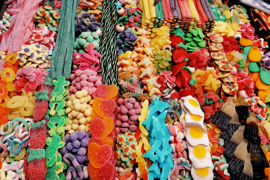 A large assortment of candies laid out together