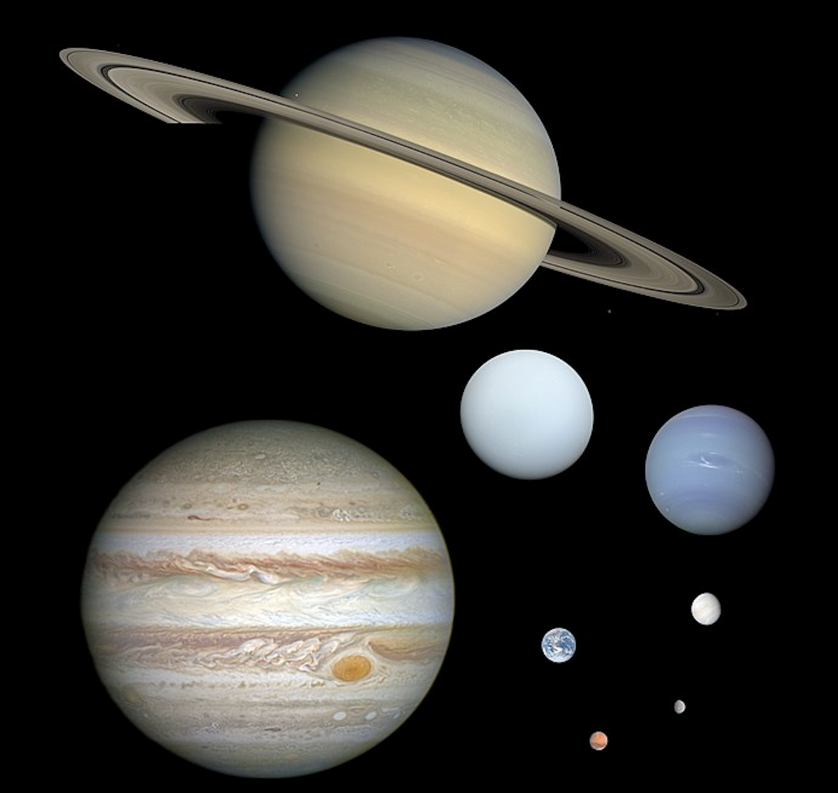 A collection of planets from our solar system on a black background