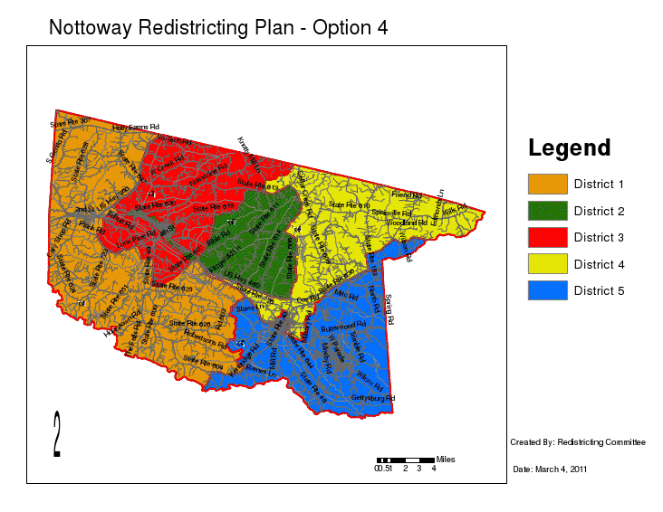 Original map for Nottoway County voting precincts