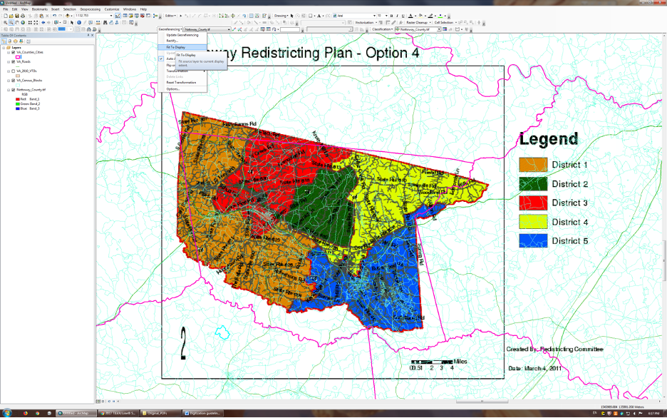 Example 1 of the georeferencing process, fitting our map to geographic information and base layers in QGIS