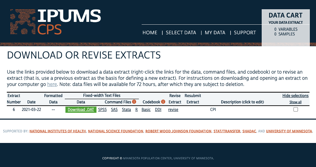 IPUMS webpage screenshot